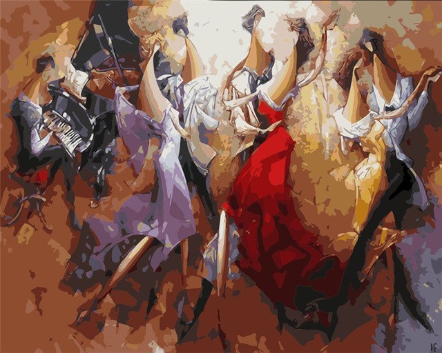 640x512 Hq Music Feast Abstract Painting By Number Paint On Canvas Acrylic - Feast Painting