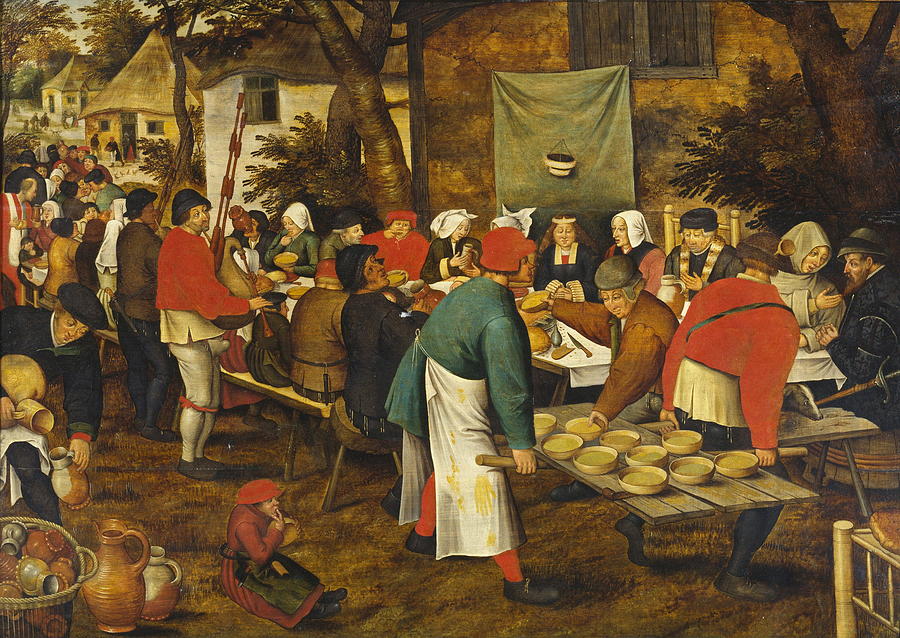 900x638 Peasant Wedding Feast Painting By Pieter Brueghel The Younger - Feast Painting