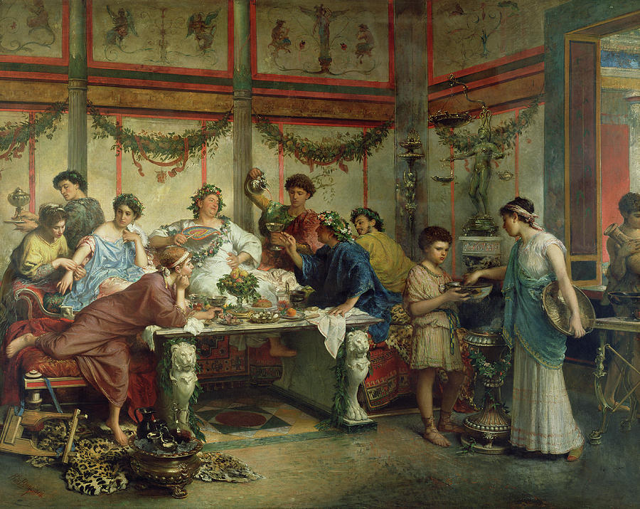 900x715 A Roman Feast Painting By Roberto Bompiani - Feast Painting