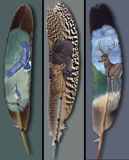 450x559 Julie Thompson Lives And Works In Pacific Northwest, Creating - Feather Painting
