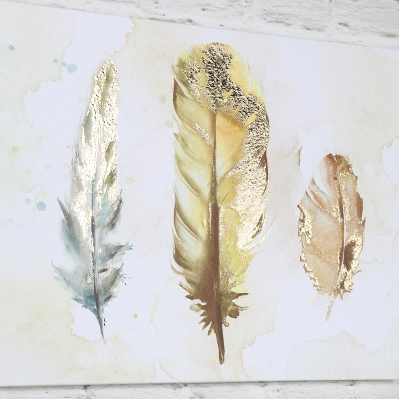 800x800 Set Of 2 Feather Watercolour Painting Canvas Wall Prints - Feather Painting