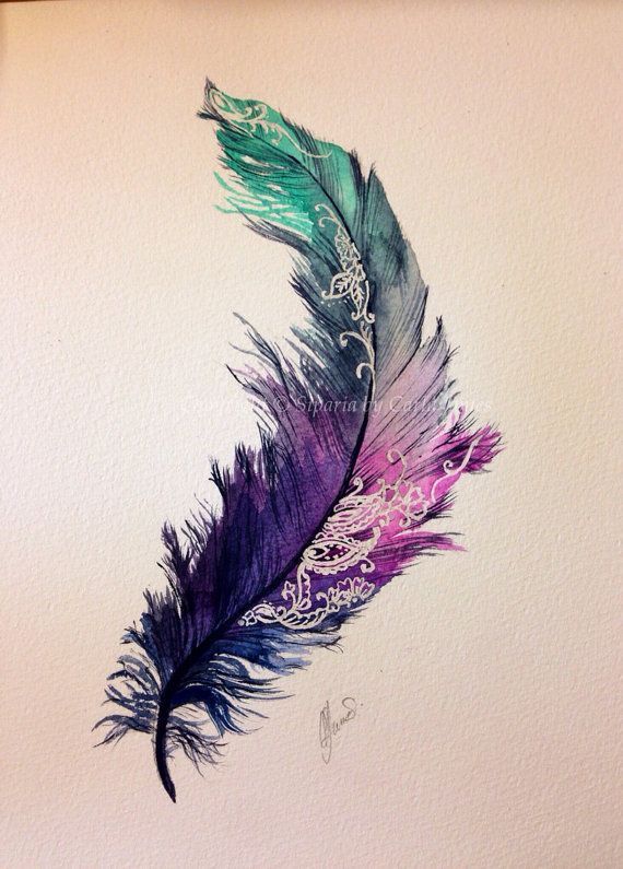 570x795 Feather Painting On Etsy, My - Feather Painting