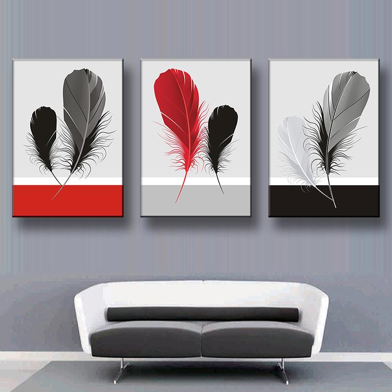 810x810 3 Pcsset Still Life Feathers Artist Prints Painting On Canvas - Feather Painting Art