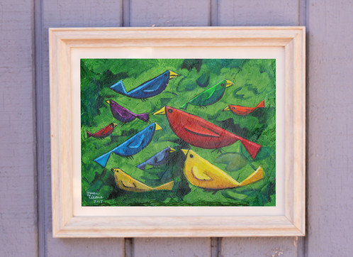 498x362 Made To Order Birds Of A Feather Painting - Feather Painting Art