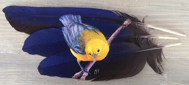 640x290 Animals Painted On Delicate Feather Canvases By Jamie Homeister - Feather Painting Art