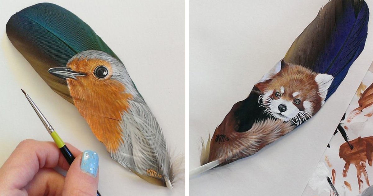 1200x630 Animals Painted On Delicate Feather Canvases By Jamie Homeister - Feather Painting Art
