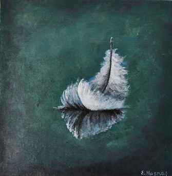 335x343 Elena Hasnas - Feather Painting On Canvas