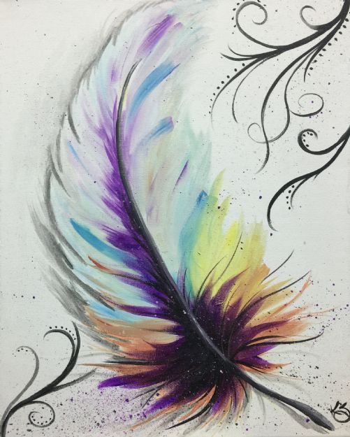 Feather Painting On Canvas at PaintingValley.com | Explore collection ...