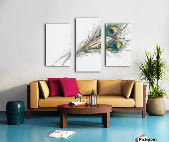 590x497 Watercolor Painting Of Two Peacock Feathers. - Feather Painting On Canvas