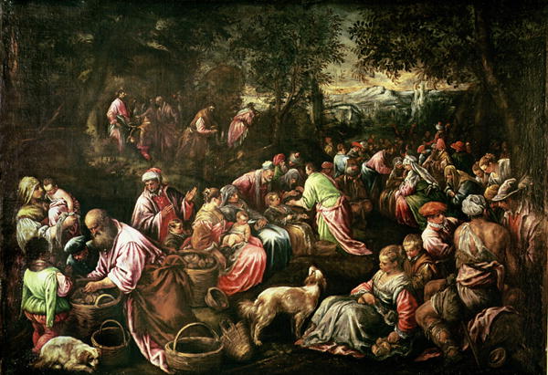 600x411 The Feeding Of The Five Thousand Painting Jacopo Bassano Oil - Feeding The 5000 Painting