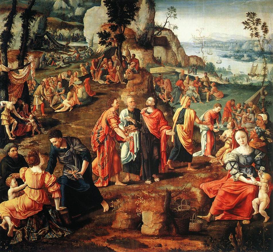 952x880 Sacred Page Come, Receive Grain And Eat Feeding - Feeding The 5000 Painting