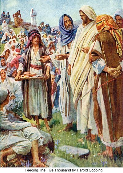 400x562 Bible Art Jesus Feeding The 5,000 - Feeding The 5000 Painting