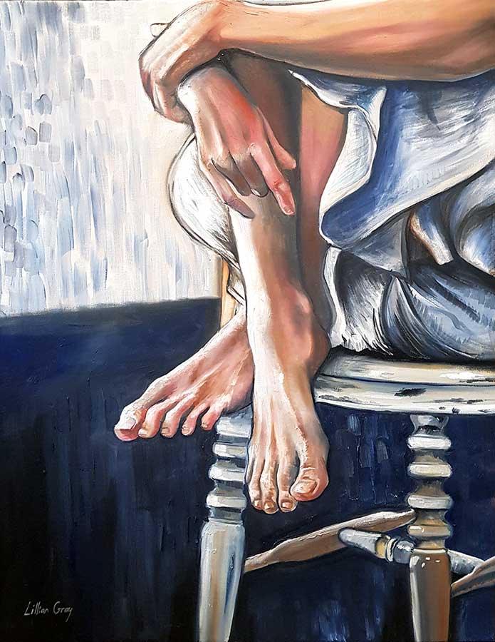 695x900 Hands And Feet Of Mysterious Person On Chair Lillian Gray Fine - Feet Painting