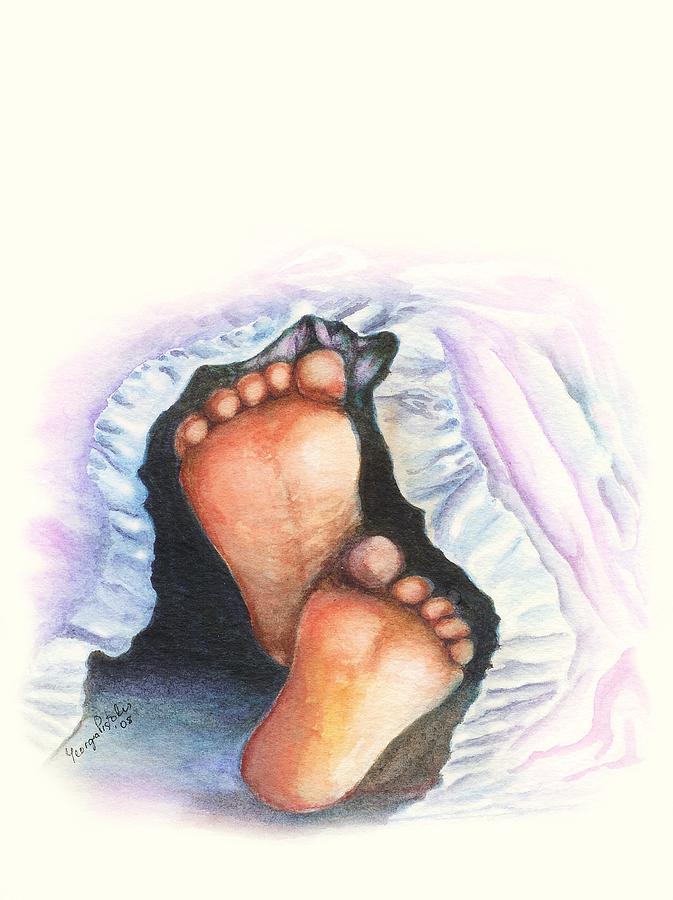 673x900 Baby Feet Painting By Georgia Pistolis - Feet Painting