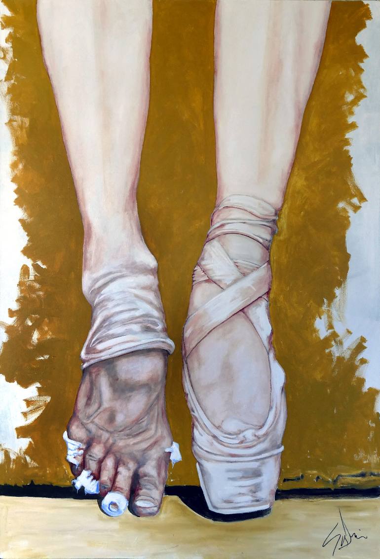 770x1134 Saatchi Art Ballet Feet Painting By Sylvain Chamberlain - Feet Painting