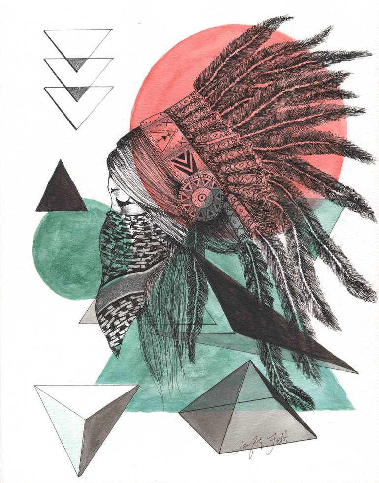 770x982 Saatchi Art Geometric Indian Girl Painting By Taylor Felt - Felt Painting Art