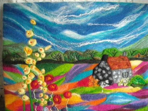 570x428 Felt Art Felt Painting Felt Landscape By Sueforeyfibreart On Etsy - Felt Painting Art