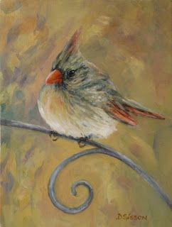 242x320 Cardinal Painting Female Bird Pictures Paintings - Female Cardinal Painting