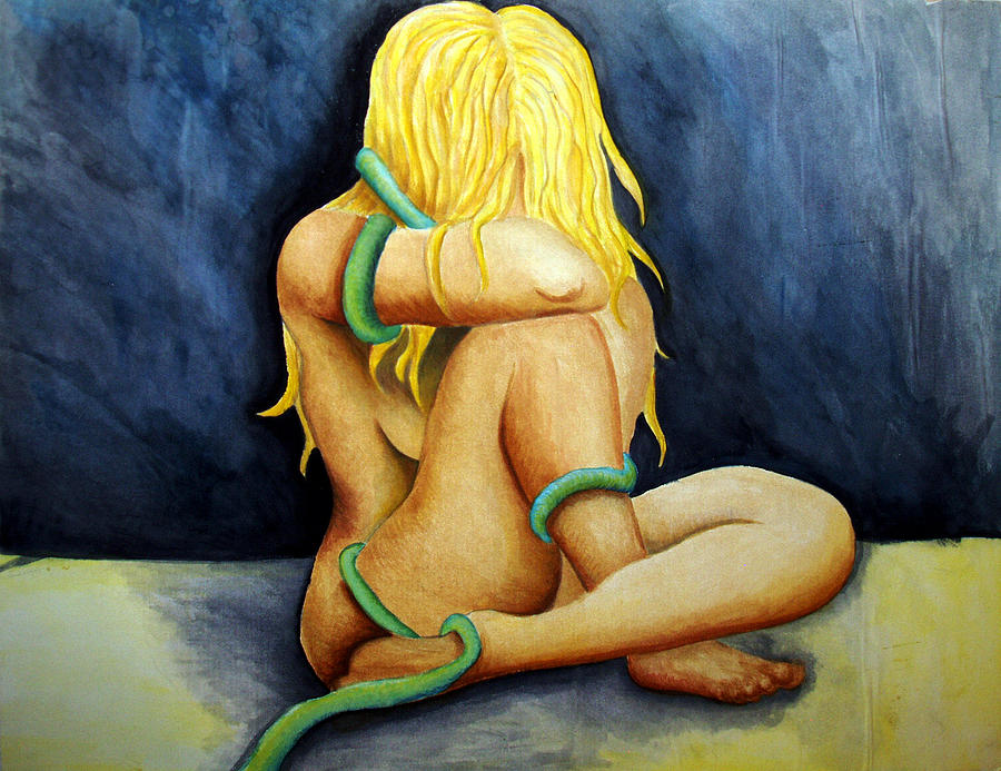 900x693 Entangled Female Figure Painting By Nancy Mueller - Female Figure Painting