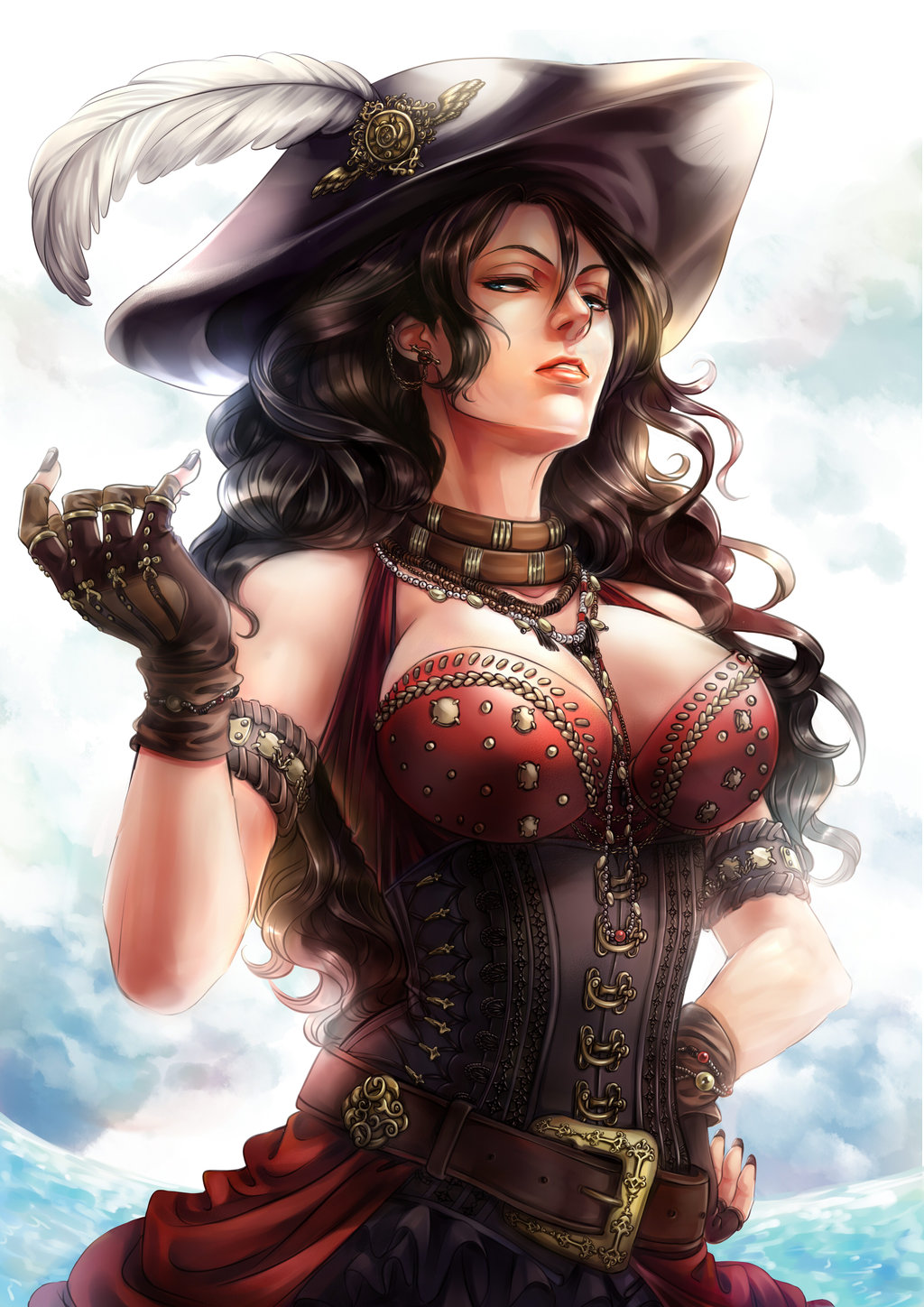 1024x1448 Pirate Pin Up Girl - Female Pirate Painting