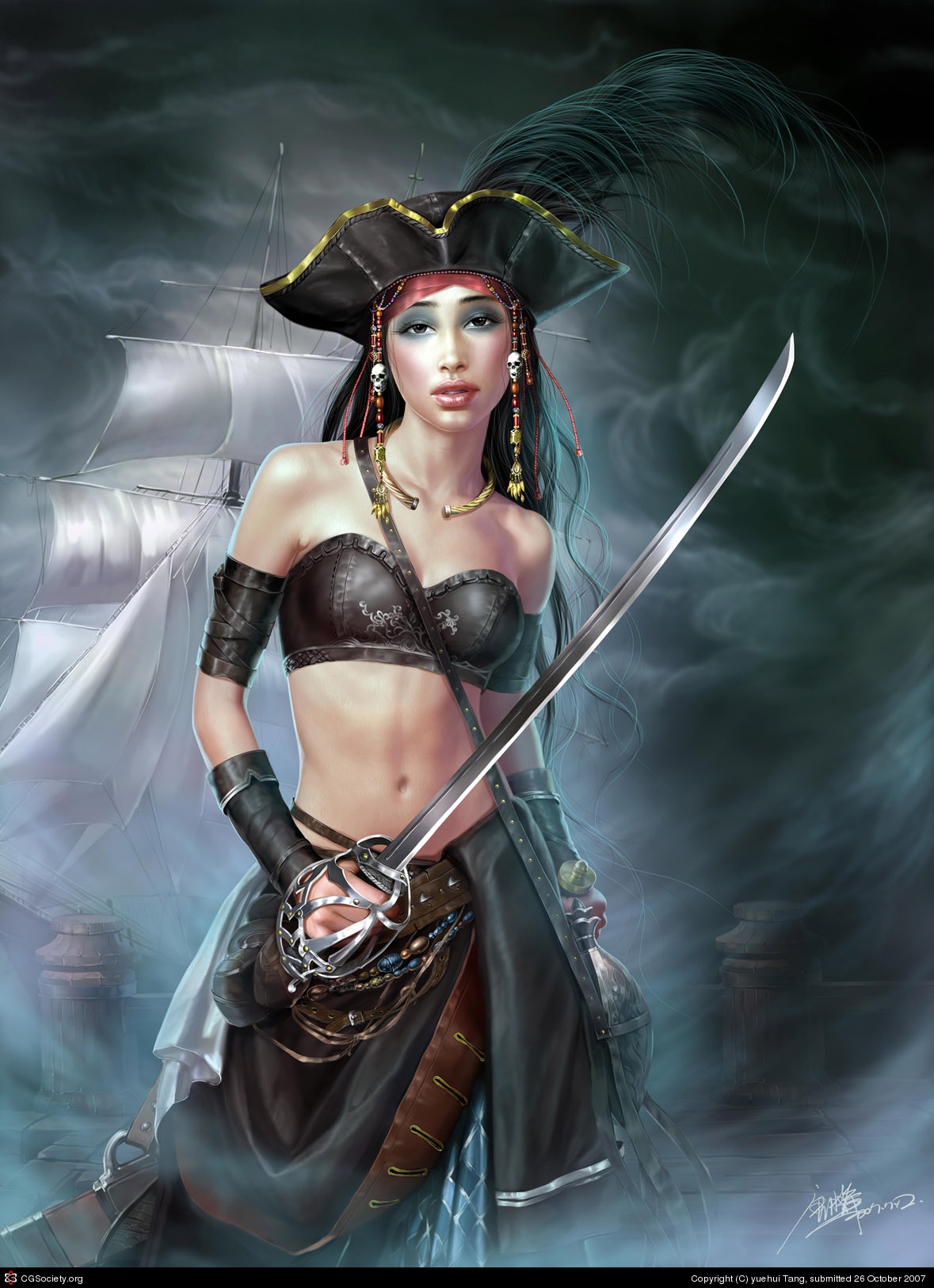 1179x1626 Female Pirates By Yuehui Tang 2d Cgsociety - Female Pirate Painting