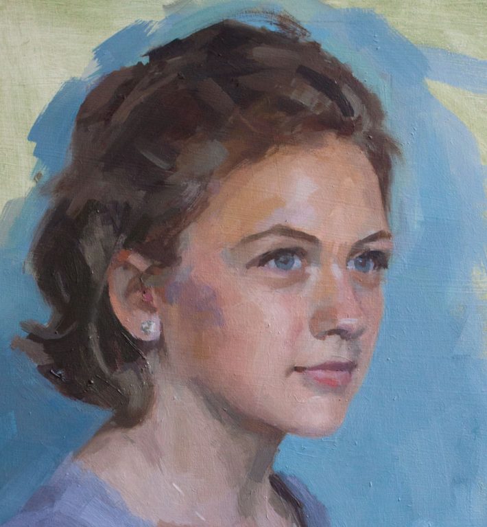 710x767 Oil Portrait Of Catriona, A Serene Young Woman By British Portrait - Female Portrait Painting