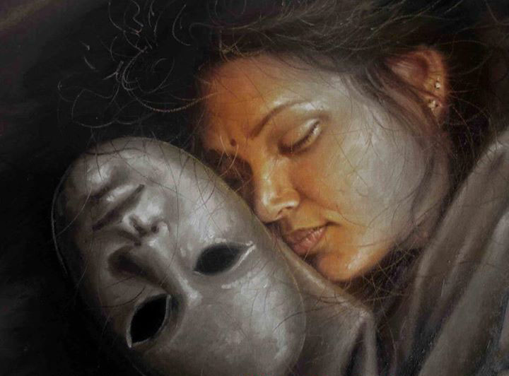 720x532 Female Portrait Kerala Painting Rajasekharan Paintings By Kerala - Female Portrait Painting