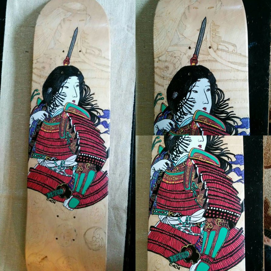 894x894 Female Samurai Skateboard By Brolicdesigns - Female Samurai Painting