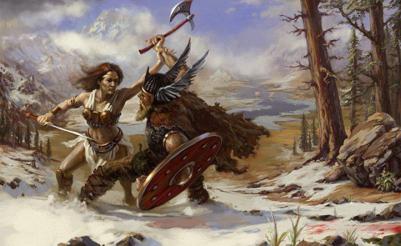 800x491 Germanic Female Warriors The Pagan Beanstalk Painting For Home - Female Warrior Painting