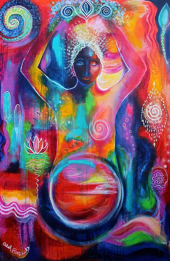588x900 Rise Of The Divine Feminine Painting By Alexandra Florschutz - Feminine Painting