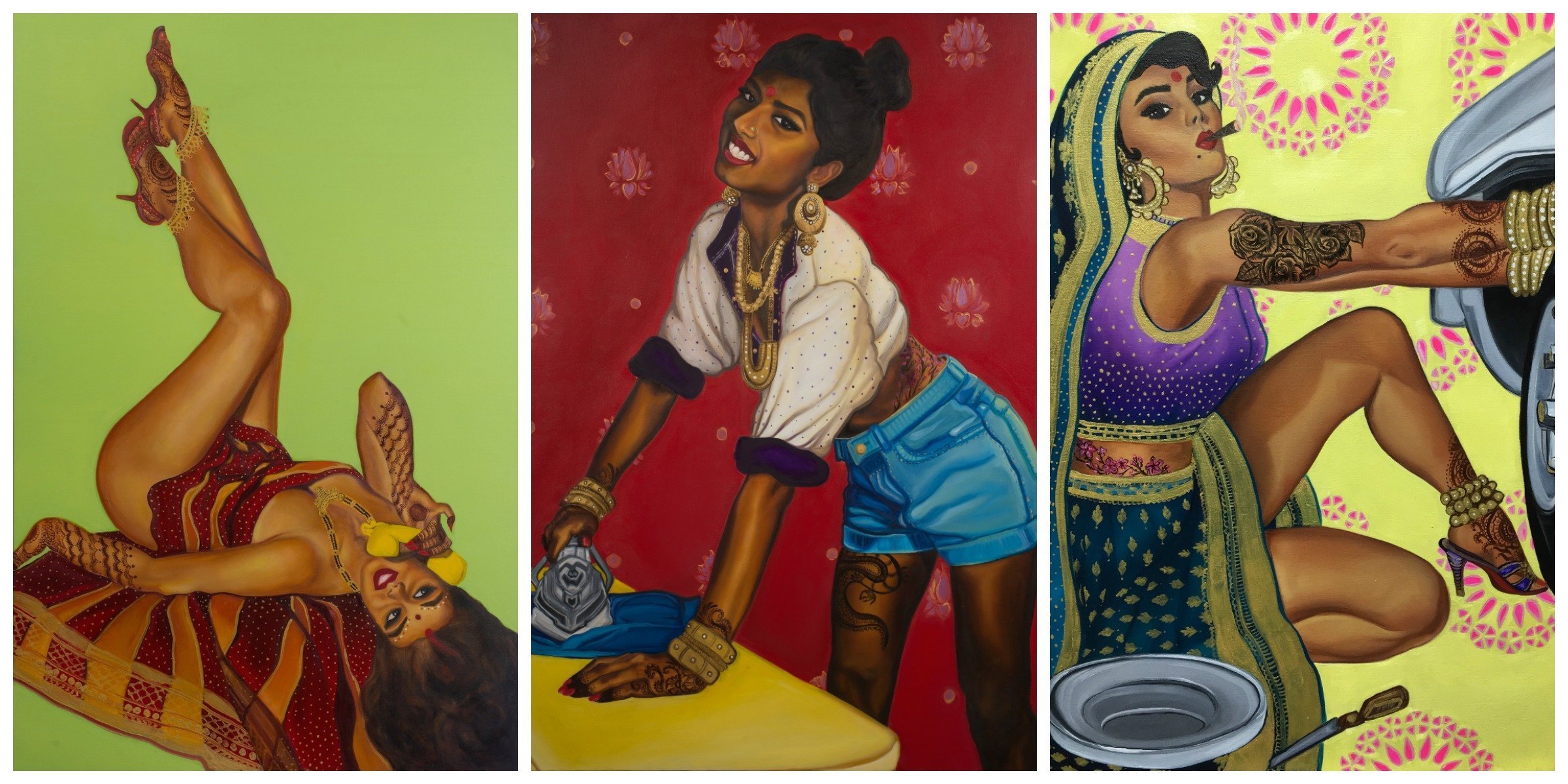 2400x1200 This Feminist Artist Paints Indian Women As Badass Pinup Models - Feminist Painting