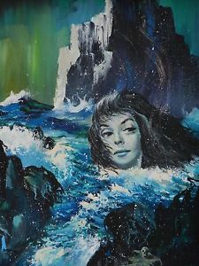 225x300 Vintage Modern Illustrator Painting Lorelei Siren Femme Fatale - Femme Fatale Painting
