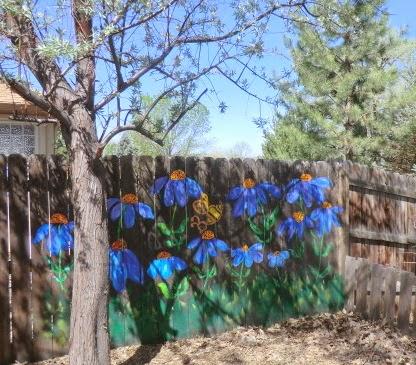 416x365 Outside Art Painted Fence Update - Fence Art Painting