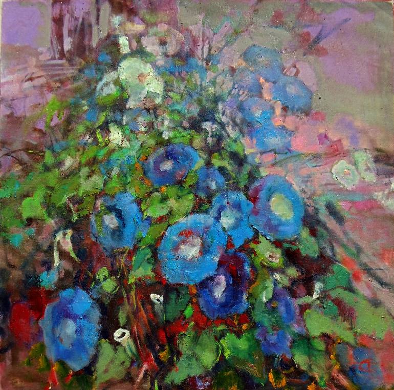 770x761 Saatchi Art Green Fence Painting By Ksenia Stetsenko - Fence Art Painting