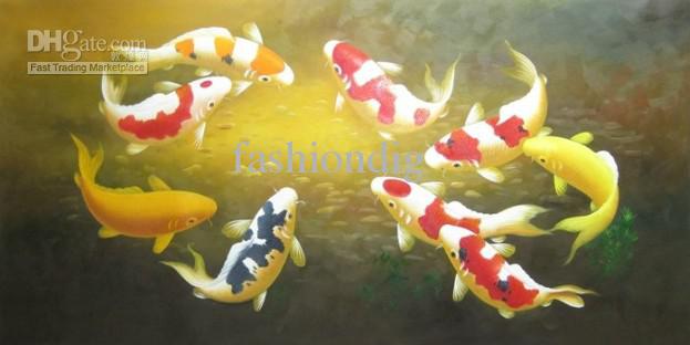 623x312 Fish Oil Painting On Canvas Feng Shui Koi Painting Art Fancy Carp - Feng Shui Fish Painting