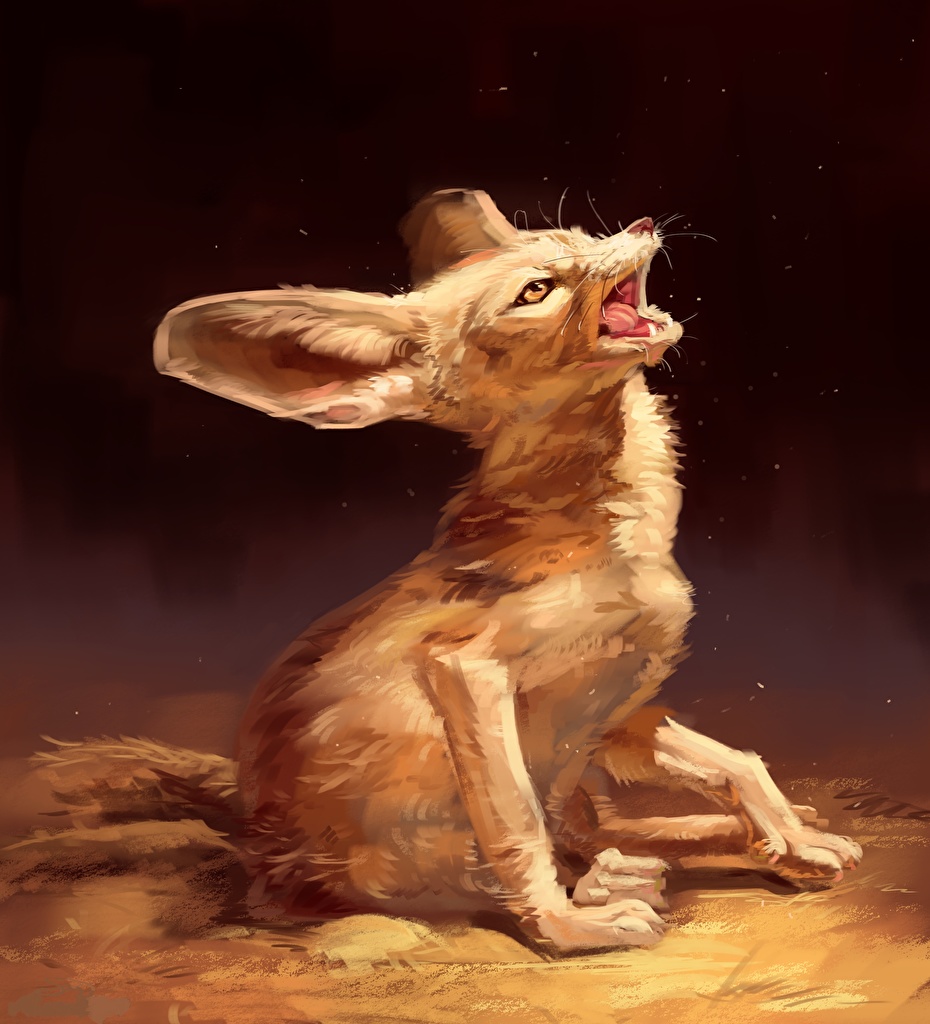 930x1024 Photos Foxes Fennec Fox Animals Painting Art - Fennec Fox Painting