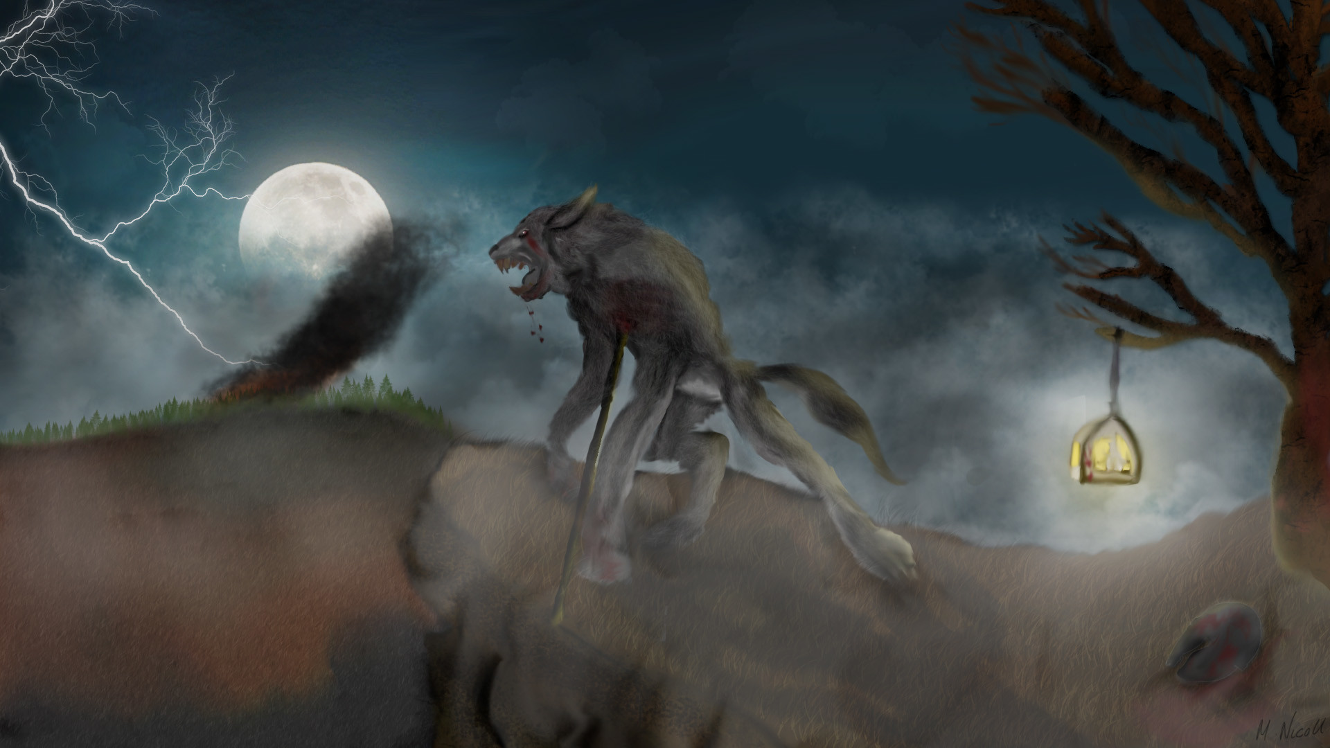 1920x1080 Malcolm Nicoll - Fenrir Painting