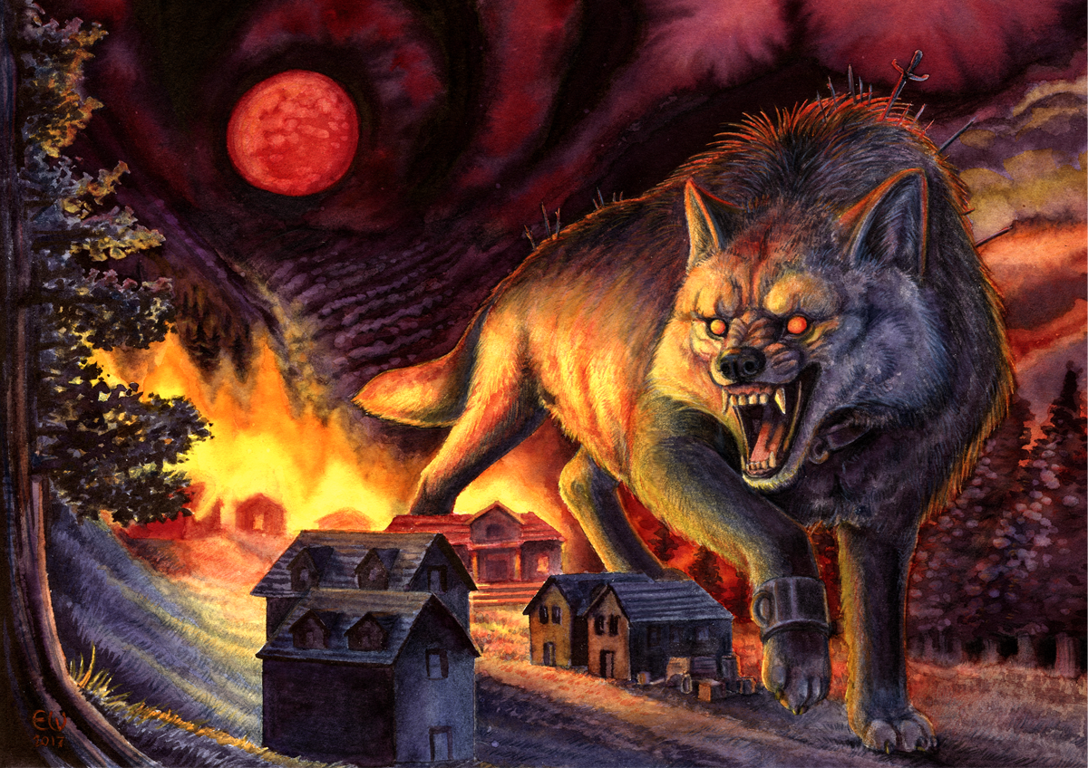 1200x848 Ragnarok Fenrir Commission Painting By Clawdore - Fenrir Painting