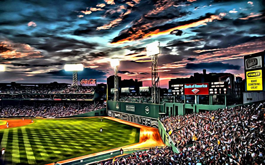 900x562 Fenway Park At Sunset Painting By Florian Rodarte - Fenway Park Painting