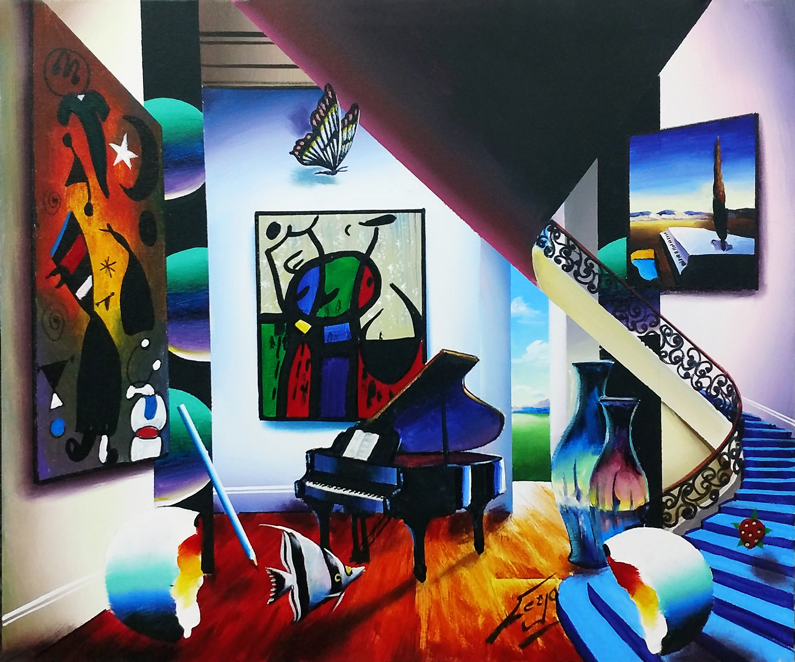 1600x1333 Ferjo Homage To Miro - Ferjo Original Painting