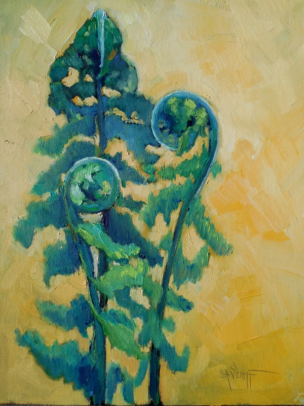 600x800 Carol Schiff Daily Painting Studio Daily Painting, Small Oil - Fern Painting
