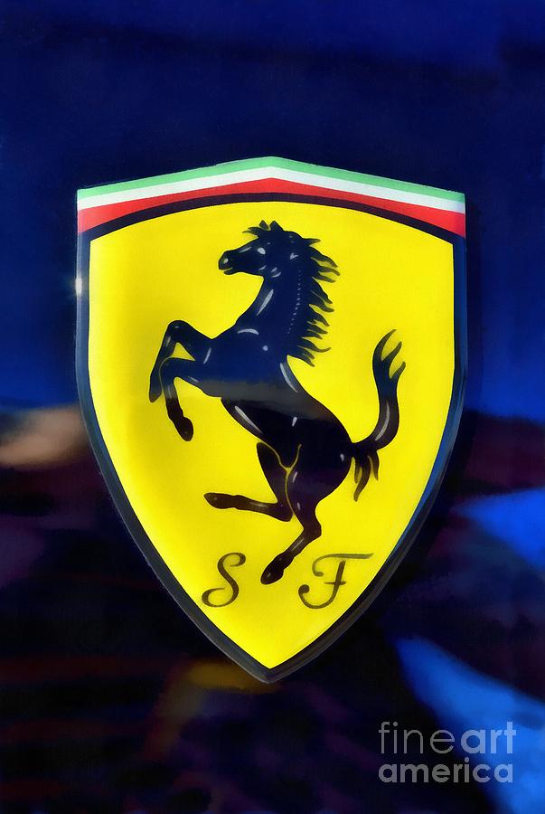 603x900 Painting Of Ferrari Badge Painting By George Atsametakis - Ferrari Logo Painting