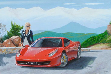 367x246 Ferrari 458 Italia Acrylic Painting By Marc Jones - Ferrari Painting