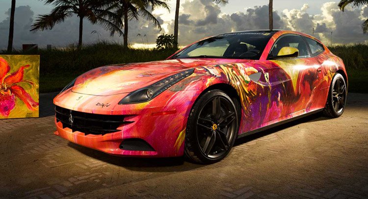 750x406 Artist Turns Ferrari Ff Into A Painting On Wheels Carscoops - Ferrari Painting