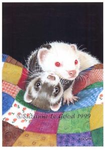 209x300 Ferret Albino And Polecat Art Print From Original Painting By - Ferret Painting