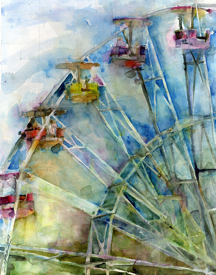 707x900 Ferris Wheel Painting By Dorrie Rifkin - Ferris Wheel Painting