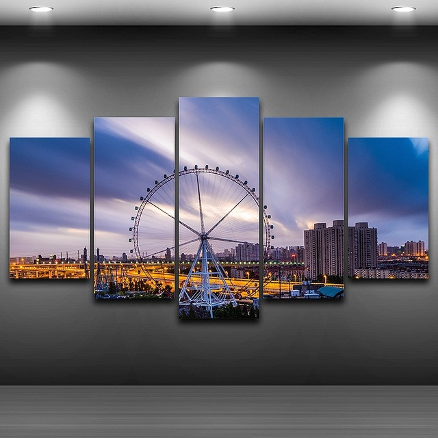 640x640 Hd Printed Drawing Artistic Canvas Print Painting Framed Spray - Ferris Wheel Painting