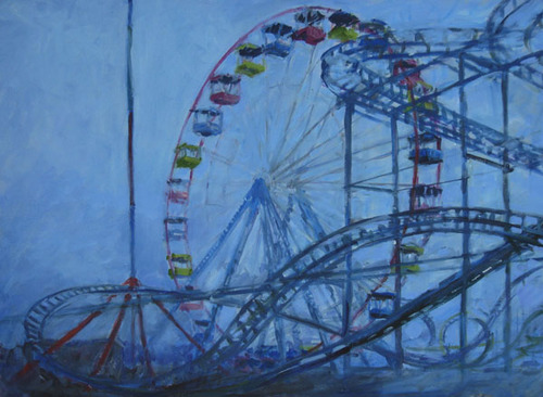 500x366 Painting Ferris Wheel (Original Art By Myles Cavanaugh) - Ferris Wheel Painting