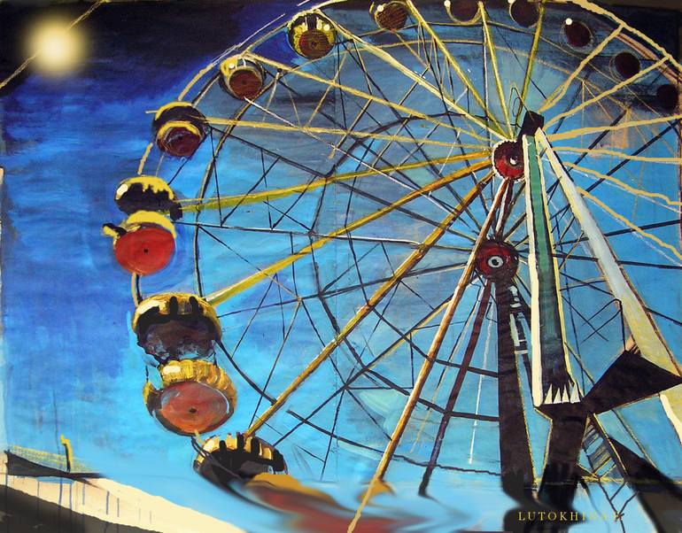 770x602 Saatchi Art Ferris Wheel (2) Or Wheel Of The Devil (2). Painting - Ferris Wheel Painting