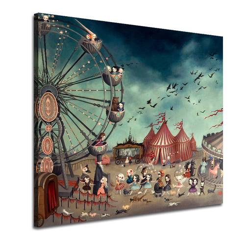 500x500 Spray Printed Oil Painting Dark Ferris Wheel Home Decor Art - Ferris Wheel Painting